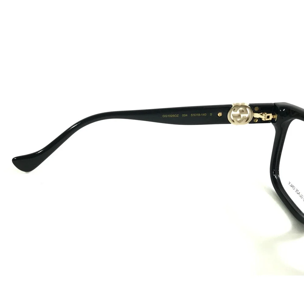 Gucci Eyeglasses Frames GG1025OZ 004 Shiny Black Gold Cat Eye Full Rim 51-18-140 - Picture 8 of 11